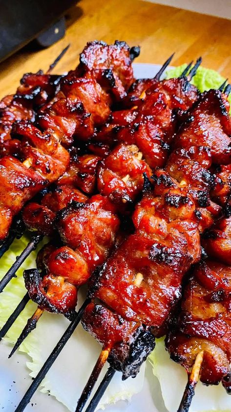 Filipino Cooking Group | Oh so sinfully delicious 😋 Pork bbq sticks for #pulutan | Facebook Barbeque Aesthetic, Filipino Bbq, Bbq Sticks, Pork Bbq, Bbq Pork, I Can Tell, Soul Food, The Recipe, I Can