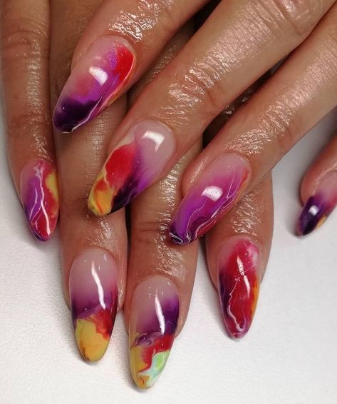 Tye Dye Nails, Nails Retro, August Nails, Christmas Gel, Pretty Nail Colors, Retro Nails, Tie Dye Nails, Christmas Gel Nails, Nails Only