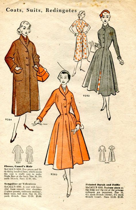 Nostalgic Images, Vintage Wardrobe, Vintage Magazines, 50s Fashion, 1950s Fashion, Sewing Techniques, Modest Dresses, Vintage Ads, Vintage Patterns