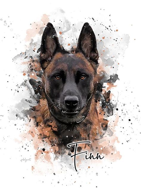 Simple Style - Custom Pet Portrait Pet Portrait Tattoos, Belgian Malinois Dog, Portrait Tattoos, Malinois Dog, Different Artists, Pet Art, Belgian Malinois, Watercolor Portrait, Pet Photo