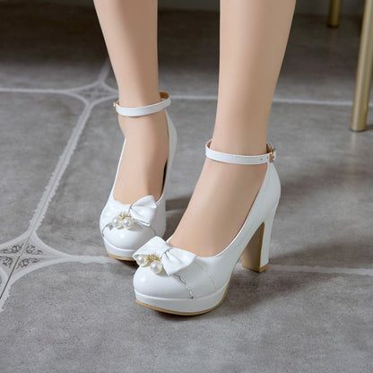 Pearl High Heels, Heels Platform Pumps, Pretty High Heels, Club Office, Heels Platform, Career Dress, Fashion Korean, Dress And Heels, Platform Pumps