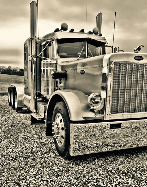 1985 359 peterbilt Big Rigs Trucks Peterbilt, Peterbilt Tattoo, Old Semi Trucks, Trucking Shirts, 359 Peterbilt, Truck Tattoos, Peterbilt Dump Trucks, Custom Peterbilt, Truck Store