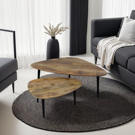 Meet your new living room upgrade! ✨ The new Peyton Nesting Coffee Table Set brings a stylish duo of solid mango wood tops and sleek black legs, perfect for any contemporary space 🩶 The space-saving design means the smaller table tucks neatly under the larger one, giving you extra surface when you need it and minimal clutter when you don't 🍃 Ready to step up your interior game? Get it now and turn your lounge into a cozy modern retreat! #furniturespot #newin #newitems #homeinspo #coffeetab... Living Room Upgrades, 8 Seater Dining Table, Nesting Coffee Table, Room Upgrade, Modern Minimalist Design, Making Space, Coffee Table Set, Tv Sideboard, Chair Storage