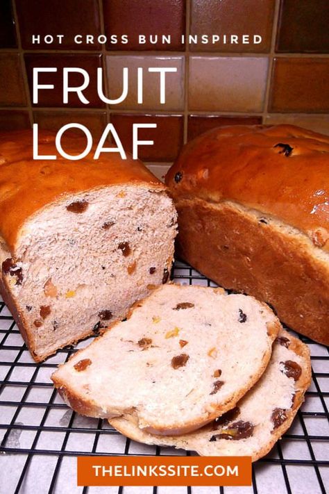 Fans of Easter hot cross buns will love this fruit loaf recipe. It’s quicker than making individual buns and you can enjoy the taste all year round! thelinkssite.com #fruitloaf #fruitbun #hotcrossbun #Easterrecipe #fruitbread Fruit Loaf Recipe, Fruit Bread Recipes, Easter Hot Cross Buns, Fruit Loaf, Hot Cross Bun, Aussie Food, Dough Recipes, Easter Bread, Best Bread Recipe