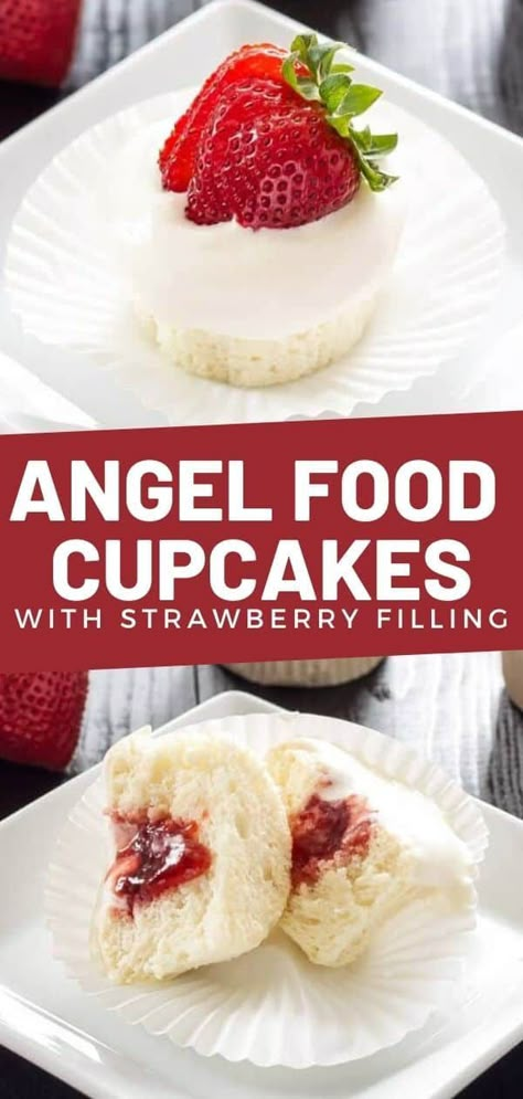 Angle Food Cupcakes, Angel Food Cake Cupcakes, Angel Food Cupcakes, Mouthwatering Desserts, Brazilian Desserts, Whipped Cream Cheese Frosting, Case Manager, Food Cupcakes, Individual Desserts