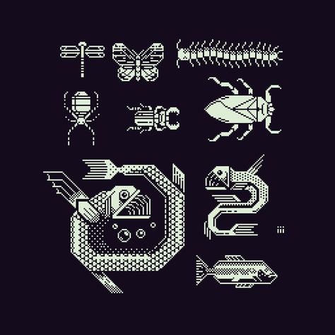 Pixel Tattoo 8 Bit, Divoom Pixel Art, Modern Pixel Art, 1 Bit Art, Pixel Art Poster Design, 8 Bit Design, Weird Pixel Art, Pixel Art Monochrome, Pixel Art Graphic Design