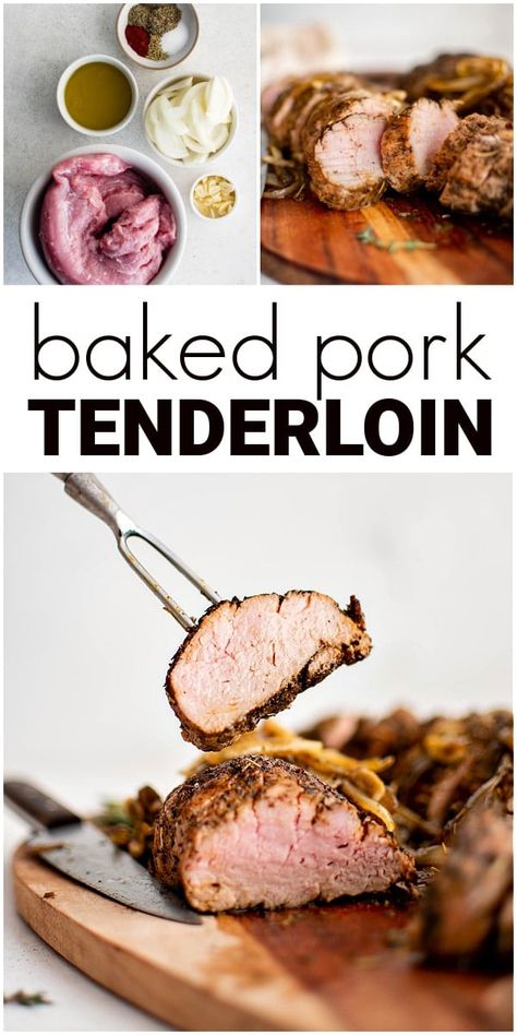 This melt-in-your-mouth Baked Pork Tenderloin is juicy and tender, with a smoky rub and pan-seared crust. It's ready in under an hour and makes a great midweek meal or special dinner with your favorite side dish. Baked Pork Tenderloin Recipes, Crusted Pork Tenderloin, Leftover Pork Tenderloin, Loin Recipes, Baked Pork Tenderloin, Pork Loin Roast Recipes, Meat Eater, Homemade Spice Mix, Leftover Pork