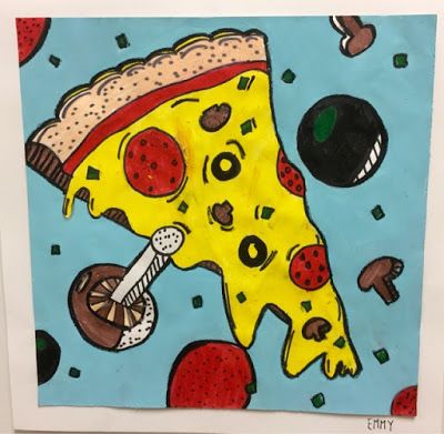 Kim & Karen: 2 Soul Sisters (Art Education Blog): Ron Magnes Style Pizza With the Works Fourth Grade Art, Ron Magnes, Art Room Doors, Education Art, Sisters Art, Emoji Art, Pop Art Illustration, Easy Art Projects, Arts Ed