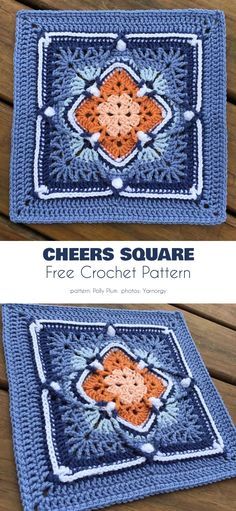 Crochet Block Blanket Pattern Free, 6 Inch Granny Squares Free Pattern, Unique Crochet Stitches Free, Unique Crochet Projects Ideas, Unique Granny Squares, Crochet Picnic, Floral Granny Square, Free Crochet Square, Unique Crochet Patterns