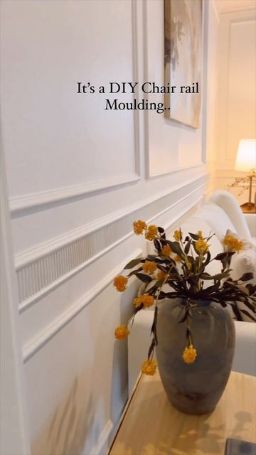 Chair Molding Ideas, Chair Rail Ideas, Chair Molding, Before After Design, Chair Rail Moulding, Chair Rail, Instagram Diy, Diy Chair, House Kitchen