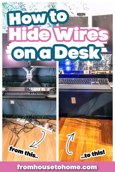 ORC Week 7: How To Hide Wires On A Desk Cable Management Ideas, Hide Computer Cords, Cable Management Diy, Hide Electrical Cords, Range Cable, Cable Management Desk, Desk Cable Management, Hidden Desk, Cord Hider