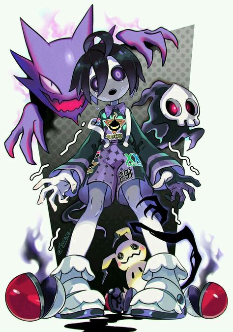 Pokemon Gym Leaders Art, Pokemon Ghost Gym Leader, Galar Gym Leaders, Ghost Type Gym Leader, Allister Pokemon, Pokemon Shield, Pokemon Gym Leaders, Ghost Type Pokemon, Lucario Pokemon