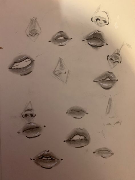 Lip drawing art practice Mouth Design Drawing, Different Lip Shapes Drawing, How To Draw Frowning Lips, Lip Styles Drawing, Semi Realistic Lips Sketch, Nose Tut Drawing, Kooleen Art Male, Lip Refrence, Facial Features Sketch