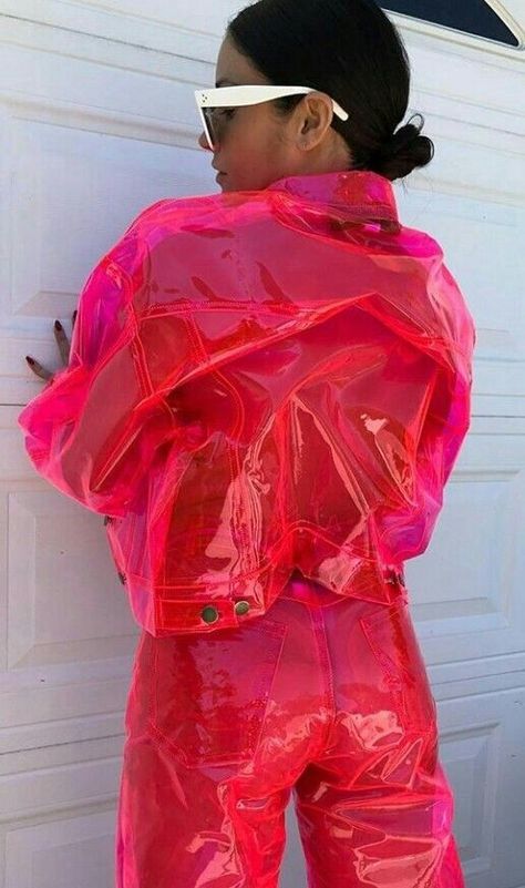 Plastic Outfit, Plastic Fashion, Vinyl Fashion, Recycled Dress, Vinyl Clothing, Plastic Clothes, Neon Fashion, Shiny Clothes, Upcycled Fashion