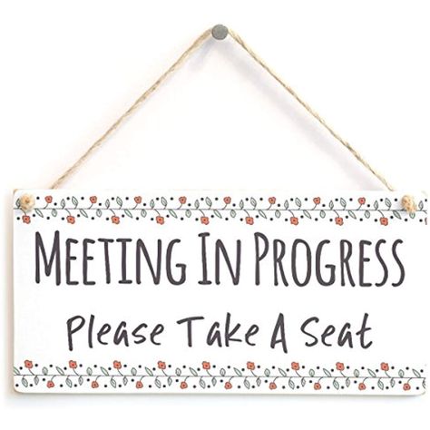 Meijiafei MEETING IN PROGRESS Please Take A Seat - Functional Do Not Disturb Notice Door Sign For Meetings 10"x5" * Continue to the product at the image link. (This is an affiliate link) Meeting In Progress, Home Office Doors, Home Beauty Salon, Office Door Signs, Don't Disturb Sign, Office Decor Ideas, Door Signs Diy, Therapy Office Decor, Therapy Office