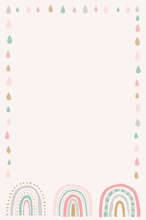 Pink frame, doodle cute pastel | Premium Vector - rawpixel Birthday Template Background, Frame Doodle, Rainbow Doodle, Picture Template, Rainbow Border, Cute Frame, About Rainbow, Background Sky, Cute Background