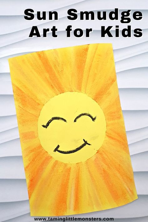 Easy Sun Smudge Art for Kids. A fun craft idea to try this Summer. perfect for preschool and kindergarten classrooms. #summer #artsandcrafts #preschool #kindergarten Preschool Sun Crafts, Sun Crafts For Preschoolers, Sun Crafts For Kids, Sun Activities, Classroom Arts And Crafts, Summer Crafts And Activities, Smudge Art, Easy Summer Crafts, Sun Activity