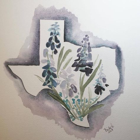 Bluebonnet Watercolor, Clipboard Art, Texas Watercolor, Watercolor Postcard, Indian Paintbrush, Texas Art, Watercolor Ideas, Crazy Quilt, Watercolor Art Lessons