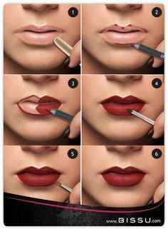 Makeup Contouring, Apply Lipstick, Contouring Makeup, Perfect Lipstick, Red Lip Makeup, Lip Makeup Tutorial, Smink Inspiration, Eye Makeup Steps, Pinterest Makeup