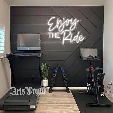 The "Enjoy the Ride" neon sign blends artistry with motivation.  Our "Enjoy the Ride" neon sign not only lights up your room but also inspires a commitment to wellness. Crafted with precision, this sleek and stylish sign serves as a constant reminder to embrace the journey. Elevate your surroundings and celebrate the joy of every ride. - Occasion: Gym, Home gym, Garage, Men cave, Bar, Wall decoration, Gift for cyclist,Gift for Fitness Lovers,Girl's room 【Specification】: - Content: Customized Gym Home Gym Lamp, Garage Gym Peloton, At Home Peloton Gym, Game Room/workout Room, Work Out Area In Garage, Spare Room Gym Guest Bedrooms, Funny Home Gym Signs, Basement Gym Renovation, At Home Fitness Room