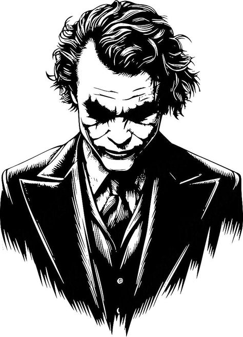 Batman Joker Drawing, Joker Stencil Art, Heath Ledger Joker Drawing, Candy Skull Tattoo For Men, Batman Drawing Ideas, The Joker Drawing, Joker Black And White, Joker Stencil, Dc Comics Characters Heroes