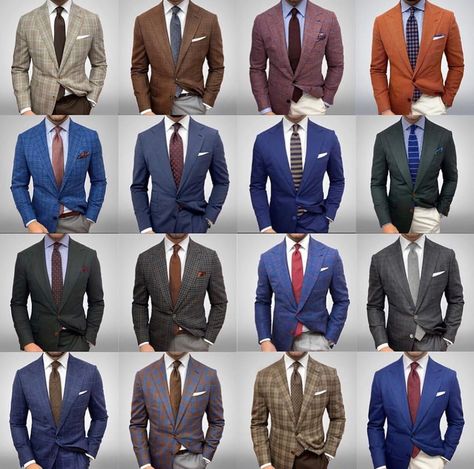 Men’s Fashion on Instagram: “Grid combo! Which ones are your favorites?!” Black Outfit Men, Suit Combinations, Men's Business Suits, Colour Combinations Fashion, Mens Casual Outfits Summer, Kurti Designs Latest, Instagram Grid, Men Stylish Dress, Fashion Suits For Men