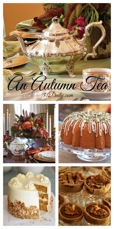 An Autumn Tea Party | 31Daily.com Tea Foods, Autumn Tea Party, Proper Tea, Tea Party Menu, High Tea Food, Tea Party Sandwiches, Books And Tea, Fall Tea, Hp Sauce