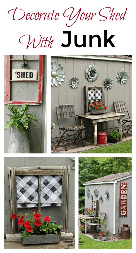 A Few Changes To My Garden Shed Decor - Organized Clutter Home Depot Shed, Garden Shed Kits, Decorating A Home, Outdoor Shed, Shed Decor, Storage Shed Plans, Shed Kits, Garden Junk, Potting Sheds