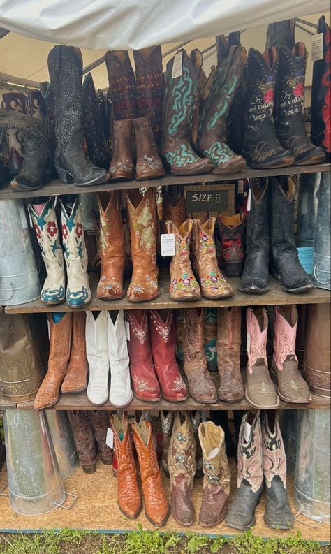 #brimfield #fleamarketfinds #cowboyboots #western #thrift Western Boot Aesthetic, Dimestore Cowgirl Aesthetic, Thrifted Western Outfits, Vintage Cowboy Boots Aesthetic, Thrifted Cowboy Boots, Thrift Outfits Ideas, Flea Market Finds, Thrift Store, Cowboy Boots