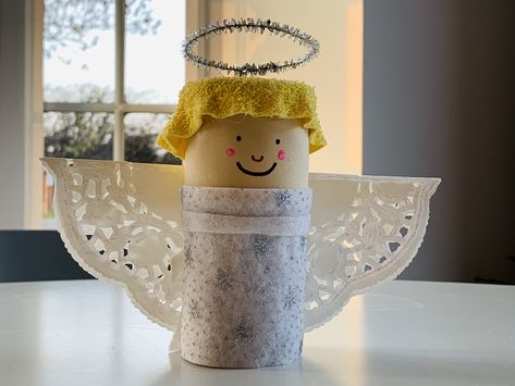 Angel Toilet Paper Roll Crafts, Toilet Roll Angel, Toilet Paper Roll Angel, Ccd Crafts, Classroom 2023, Christmas Crib Ideas, Ornaments Diy Kids, Toilet Roll Craft, Paper Towel Tubes