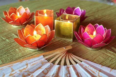 Thailand Party, Filipiniana Wedding, Lotus Candle Holder, Parasol Wedding, Chic Candles, Lotus Candle, Candle Wedding Centerpieces, Thai Wedding, Wedding Lanterns