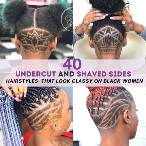 Protective Styles With Undercut, Sisterlocks With Undercut, Undercut Hairstyles Women Locs, Twists With Undercut Black Women, Shaved Loc Styles For Women, Side Undercut Designs, Undercut Designs For Black Women, Undercut Hairstyles Black Women, Undercut With Locs