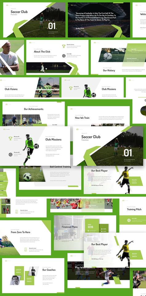 Soccer Academy Design, Football Presentation Ideas, Sports Presentation Design, Sports Presentation, Soccer Template, Soccer Tickets, Soccer Post, Cool Powerpoint, Layout Editorial