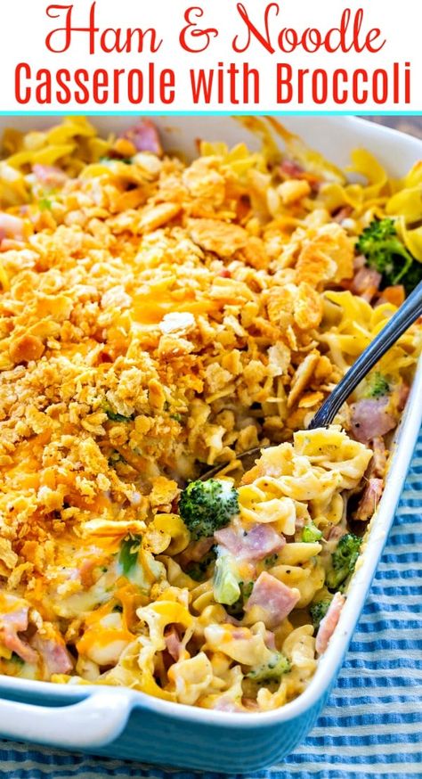 Ham and Noodle Casserole with Broccoli Broccoli Ham Recipes, Ham Broccoli Noodle Casserole, Leftover Ham Recipes Casseroles Noodles, Broccoli Ham Pasta, Ham And Noodle Casserole Recipes, Ham And Noodles Casserole, Ham Noodle Casserole Recipes, Ham And Noodles Recipes, Ham Casseroles For Dinner