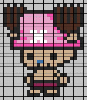 Alpha pattern #160725 | BraceletBook Chopper Perler Beads, Soul Eater Pixel Art, One Piece Perler Beads Pattern, One Piece Alpha Pattern, Large Pixel Art, Alpha Crochet Patterns, Pixel Art Manga, One Piece Logo, Xstitch Patterns