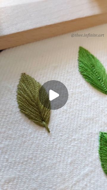 Embroidery Green Fabric, Leaves Hand Embroidery, How To Embroider A Leaf, Embroidery Leaves Simple, How To Embroider Leaves, Embroidery Leaves Tutorials, Leaf Stitch Embroidery, Embroidery Leaf Stitch, Leaf Embroidery Tutorial