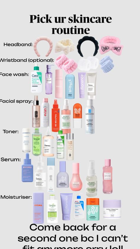 Pick ur skincare routine (I’m gonna do the second one now but there’s not going to be a lot of stuff on it) Mario Badescu Moisturizer, Clinique Toner, Cheap Skin Care Routine, Teen Skincare Routine, Evening Makeup Looks, Bday Present Ideas, Cheap Skin Care, Kids Skin Care, Teen Skincare