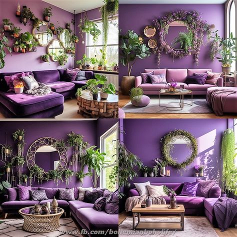 Purple And Green Bedroom, Mauve Living Room, Living Room Redesign, Deco Pastel, Purple Living Room, Home Interior Accessories, Green Apartment, Boho Chic Living Room, Boho Lifestyle