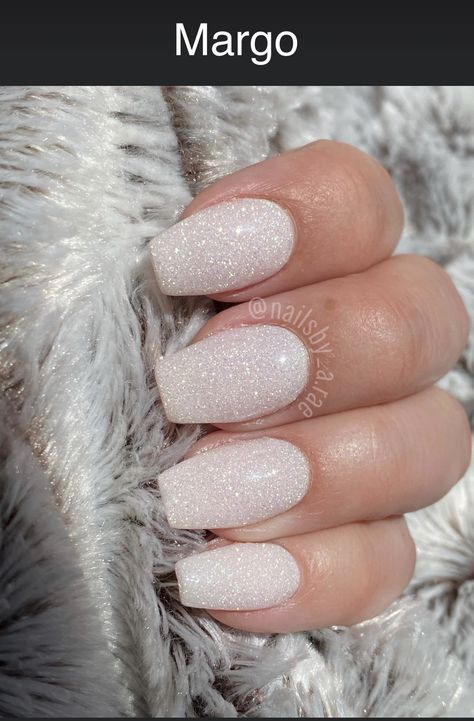 White Nails W Glitter, Wedding Nails White Glitter, White Sparkle Nails Acrylic Coffin, Silver Or White Nails, Short White Prom Nails, Nails Acrylic White Sparkle, No Design Christmas Nails, White Sparkly Acrylic Nails Coffin, White Soarkle Nails