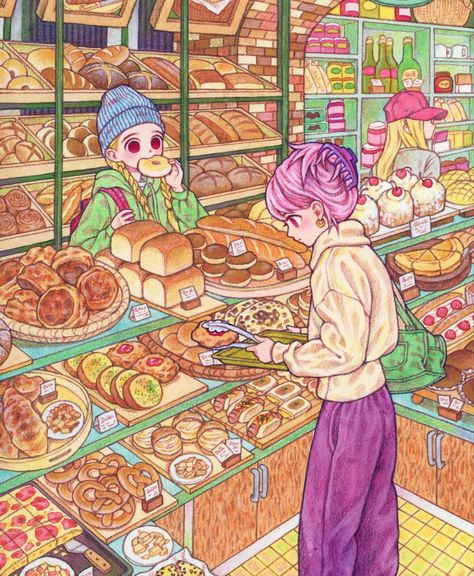 Food Illust, Magical Characters, Mood Art, Desain Buklet, Arte Do Kawaii, Arte Sketchbook, Coloring Book Art, Art Inspiration Painting, Dreamy Art