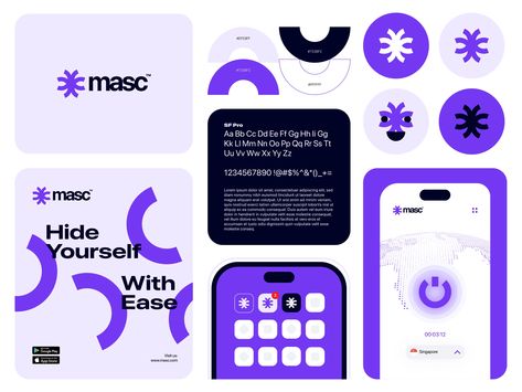 Masc Brand Identity Design for a VPN SAAS Company by Imtiaz Hossain Naim for Wonlift on Dribbble App Identity Design, Tech Visual Identity, Saas Brand Identity, Electronics Branding, App Branding, Mobile App Interface, Branding Identity Inspiration, Ui Buttons, Brand Identity Guidelines