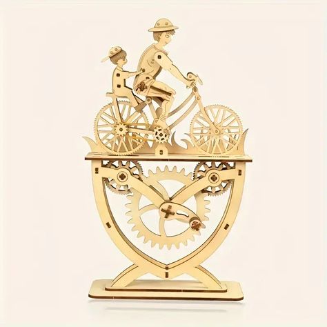 3d Wooden Puzzle Father Daughter Diy Bicycle Assembly Model - Temu Furniture Hinges, 3d Puzzles, 3d Laser, Birthday Gifts For Boys, Puzzle Toys, Son Style, Shell Crafts, Wooden Puzzles, Birthday Fun