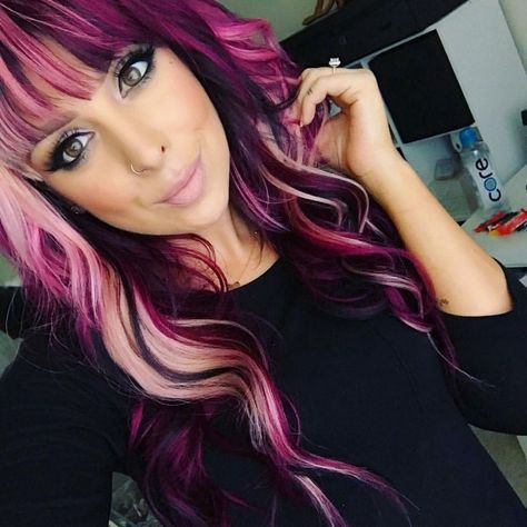 Pink Magenta Hair, Grey Balayage, Pink And Purple Hair, Magenta Hair, I Want Her, Hair 2018, Pinterest Hair, Hair Color And Cut, Cool Hair Color