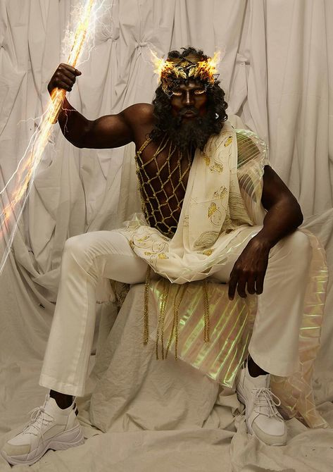 Greek God Costume, Zeus And Hera, Black God, New Gods, Beauty Magazine, Make Up Artist, Greek Goddess, Creative Direction, Greek Gods