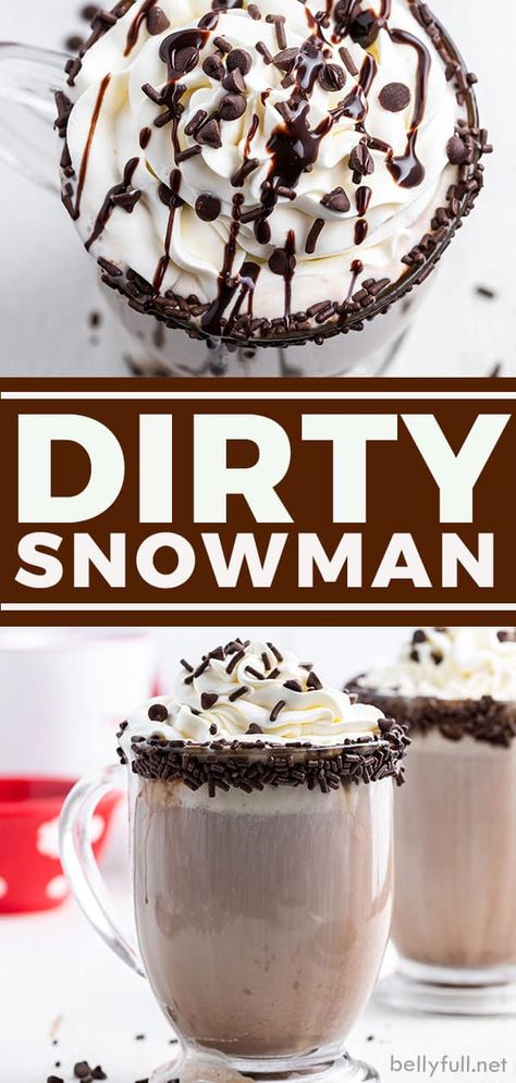 Liquor Hot Chocolate, Dirty Snowman Hot Chocolate, Chocolate Coffee Cocktail, Creme De Cocoa Recipes, Dirty Snowman Drink Recipe, Easy Dirty Snowman Cocktail, Hot Cocoa Recipe With Alcohol, German Hot Chocolate Recipe, Hot Chocolate Bar Alcohol