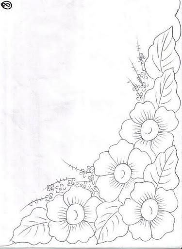 Flores laterais Fabric Paint Designs With Embroidery, Flower And Leaf Drawing, Flower Drawing Design Simple, Simple Fabric Painting Designs, Flower Pattern Drawing, Colorful Borders Design, Hand Embroidery Patterns Free, Fabric Paint Designs, Flower Drawing Design