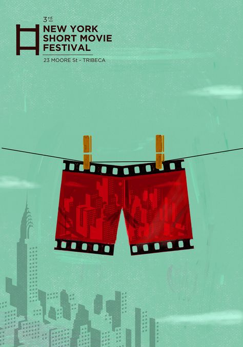 New York Short Movie Festival on Behance Film Graphic Design Poster, Short Film Festival Poster, Short Film Poster Design, New York Film Festival, Short Film Posters, Film Festival Poster Design Creative, Movie Festival Poster Design, Cinema Poster Design, Cinema Graphic Design