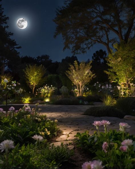 Transform your garden into a nighttime oasis! 🌙✨ With the right lighting, you can create a serene, enchanting atmosphere perfect for peaceful evenings. Share your magical garden moments with us and let’s inspire each other! . #homeandgarden #betterhomesandgardens #homegardening #homesandgardens #homegarden #gardenhome #gardeningathome #flowers #plants #beautifulflowers Moonlit Garden Aesthetic, Garden Night Aesthetic, Mansion Images, Najdi Architecture, Backyard At Night, Aesthetic Mansion, Moonlit Garden, Garden Night, Moonlight Garden