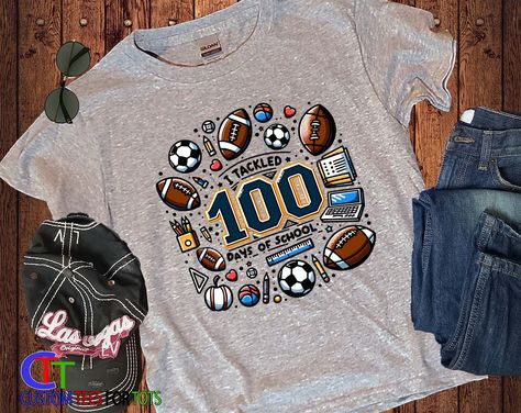 100 Days Of School Shirt, Hundred Days, 100 Day Celebration, Baseball Boys, Soccer Balls, School Sports, 100 Days Of School, Sports Theme, 100th Day