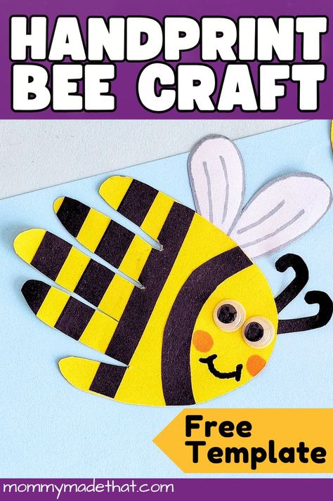 Discover our fun handprint bee craft for kids! Perfect for preschool and toddlers, this DIY project is a great way to engage children in creative play. Use our free printable template for an easy and enjoyable experience. Download now and let the bumble bee fun begin! Bumble Bee Craft For Toddlers, Bee Craft For Toddlers, Bumble Bee Crafts For Toddlers, Handprint Bee, Bumble Bee Craft, Printable Craft Templates, Bee Craft, Bee Crafts For Kids, Bee Activities